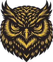 Owl Head in Full Attack Mode with Sharp Eyes vector