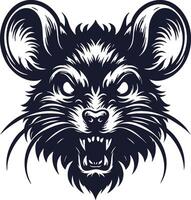 Mouse Head with Menacing Expression and Full Force Ready to Attack vector