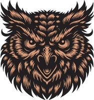 Intense Owl Head in Defensive Stance with Bared Beak vector
