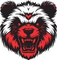 Fierce Panda Head in Attack Mode with Bared Teeth vector