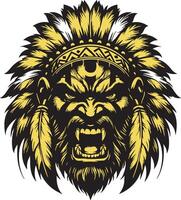 Tribal Warrior Head with Hostile Expression vector