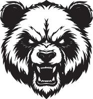 Panda Head in Furious Expression Ready to Strike vector