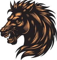 Ferocious Horse Head with Intense Expression vector