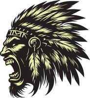 Intense Warrior Head with Furious Expression vector
