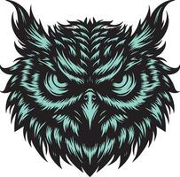 Angry Bird Owl with Sharp Gaze and Hostile Posture vector