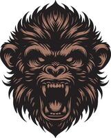 Monkey Close-Up with Ferocious Expression and Sharp Gaze vector