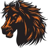 Intense Horse with Fierce Eyes and Raised Head vector