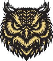 Wild and Aggressive Owl Head with Threatening Expression vector