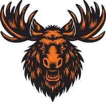 Wild Moose Showing Aggression with Powerful Stare and Snarling Teeth vector