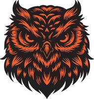 Wild Owl Head with Hostile and Intense Gaze vector