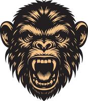 Angry Primate Head in Full Aggression Mode vector