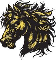 Angry Stallion Head with Sharp Teeth vector