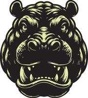 Ferocious Hippo Head with Intense Gaze vector