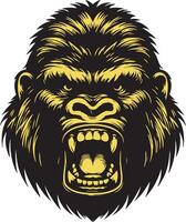 Intense Gorilla Face Design with Hostile Features vector