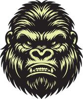 Fierce Gorilla Head Art with Snarling Expression vector