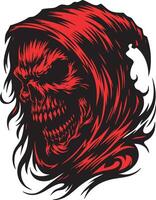 Intense Grim Reaper Illustration with Menacing Expression vector