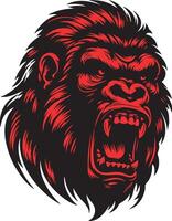 Gorilla with Hostile Expression and Sharp Teeth vector