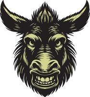 Angry Donkey Artwork Highlighting Bold Features vector