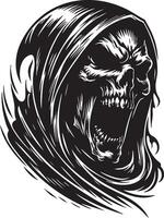 Grim Reaper Skull with Ferocious and Angry Stare vector