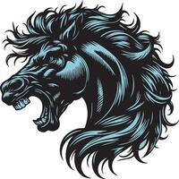 Aggressive Horse with Flared Nostrils and Sharp Teeth vector