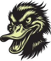 Fierce Duck Depiction with Snarling Face vector
