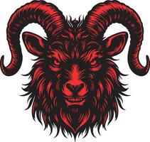 Fierce Goat Head Art with Snarling Expression vector