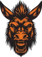 Ferocious Donkey Head Illustration with Intense Expression vector