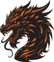 Artistic Rendering of an Aggressive Dragon Head vector