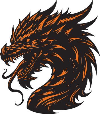Artistic Rendering of an Aggressive Dragon Head