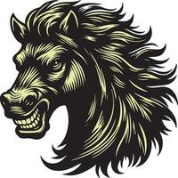 Wild Stallion Head with Furious Gaze vector