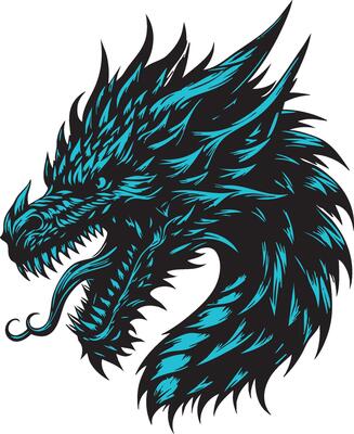 Wild Dragon Character with Ferocious Expression