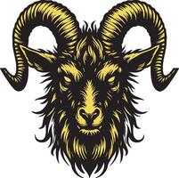 Intense Goat Face Design with Hostile Features vector