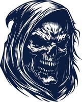Dark Reaper Face with Aggressive and Angry Features vector