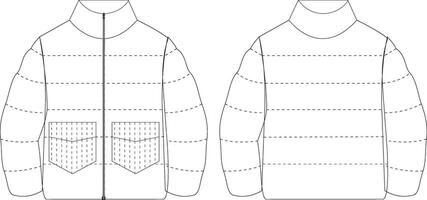 quilt jacket technical drawing vector