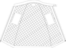 Inner Quilted Jacket Lining - Technical Drawing for Warm and Lightweight Insulation Layer, Featuring Quilted Stitch Details and Functional Design for Comfort and Durability Illustration vector