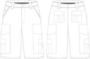 Cargo short pants designed for outdoor and motorcycle usev vector