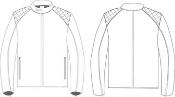 Motorcycle Outdoor Jacket - Technical Drawing of Protective and Stylish Design for Riders, Ideal for Adventure and Casual Riding, Featuring Durable Materials and Functional Details Illustration vector