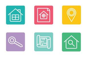 Linear flat real estate infographic template on white background vector