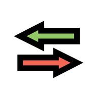 left and right arrow icon on red and green colour vector