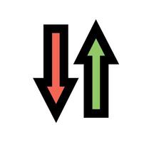 Arrow icon on red and green colour vector