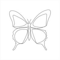 Continuous one line art drawing of outline butterfly isolated icon vector