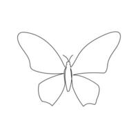 Butterfly in one continuous line art icon vector