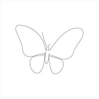 Butterfly flies by hand single line drawing on white isolated background design vector