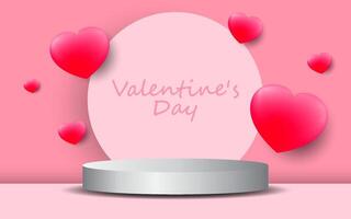 Valentine's day background with product display and Heart Shaped Balloons. vector