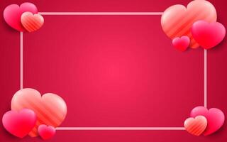Realistic valentines day background with heart shaped balloons. vector