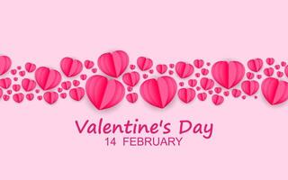 Realistic valentines day card design in paper style vector