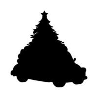black silhouette of a car with a Christmas tree vector