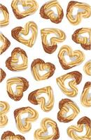 Delicious churros cake with Chocolate on white background textile pattern vector