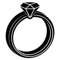 Elegant Wedding Ring Silhouette Signifying Commitment Isolated on White vector