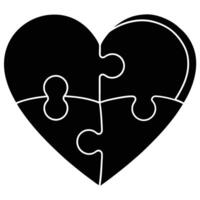 Silhouette of Puzzle Heart Isolated on White Background Symbolizing Unity and Affection vector